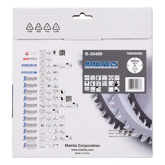 piła tarczowa do cięcia drewna 250/30/2,8mm, 40 zębów, MAKBLADE PLUS, Makita [B-33489]