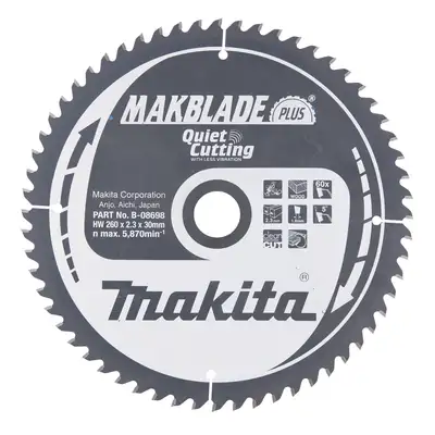 piła tarczowa do cięcia drewna 260/30/2,3mm, 60 zębów, MAKBLADE PLUS, Makita [B-08698]
