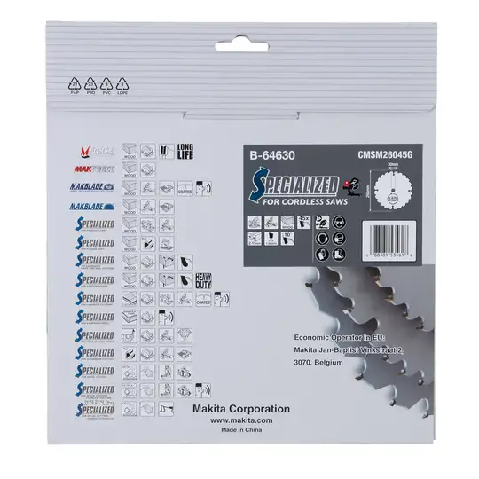 piła tarczowa do cięcia drewna 260/30, 45 zębów, SPECIALIZED, EFFICUT, Makita [B-64630]