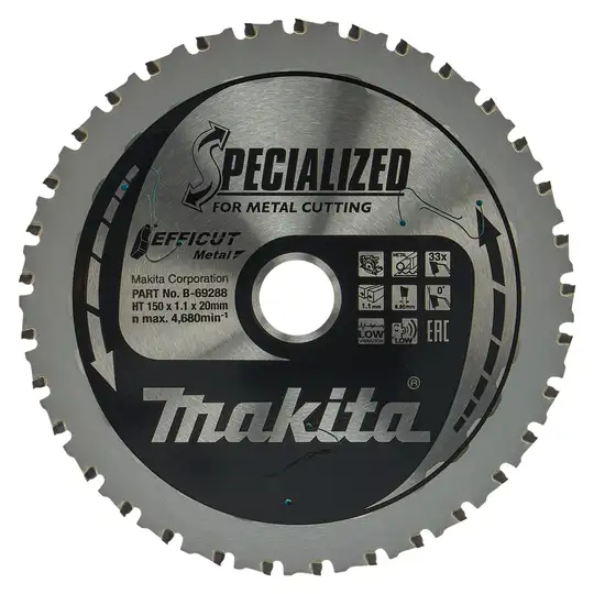 piła tarczowa do metalu, 150/20/1,1mm, 33 zęby, Efficut, Specialized, Makita [B-69288]