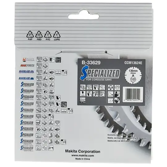 tarcza tnąca do drewna 136/20/1,5mm, 24 zęby, T.C.T, SPECIALIZED Makita [B-33629]