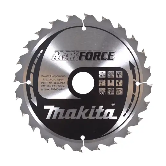 tarcza tnąca do drewna, 190/30mm, 24 zębów, Makforce, Makita [B-32247]