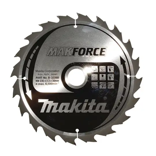 tarcza tnąca do drewna, 235/30mm, 20 zębów, Makforce, Makita [B-32269]