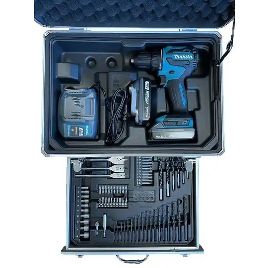 wiertarko-wkrętarka akumulatorowa 18V, 65Nm, Makita [DDF490WVX7] 2x2,0Ah, LXT BASIC, z zestawem akcesoriów