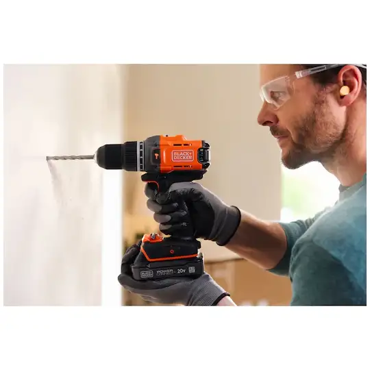 wiertarko-wkrętarka udarowa akumulatorowa, 45Nm, 18V POWERCONNECT, 2x2,0Ah, Black+Decker [BCD383D2XKA-QW] + akcesoria