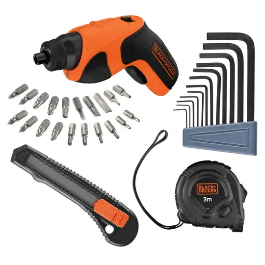 wkrętak akumulatorowy 1/4" + 34szt akcesoriów, 3.6V, 1x1.5Ah, Black+Decker [CS3651LCA35-QW]