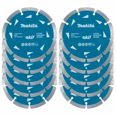 zestaw 10 szt. diamentowych tarcz do cięcia betonu i granitu, 125mm, Makita [D-41595-10]
