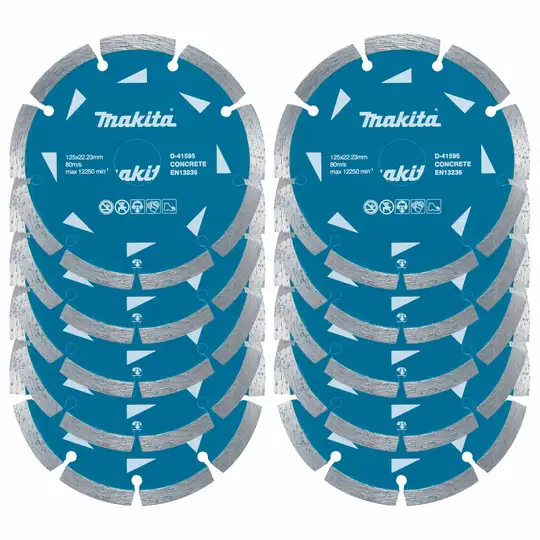 zestaw 10 szt. diamentowych tarcz do cięcia betonu i granitu, 125mm, Makita [D-41595-10]