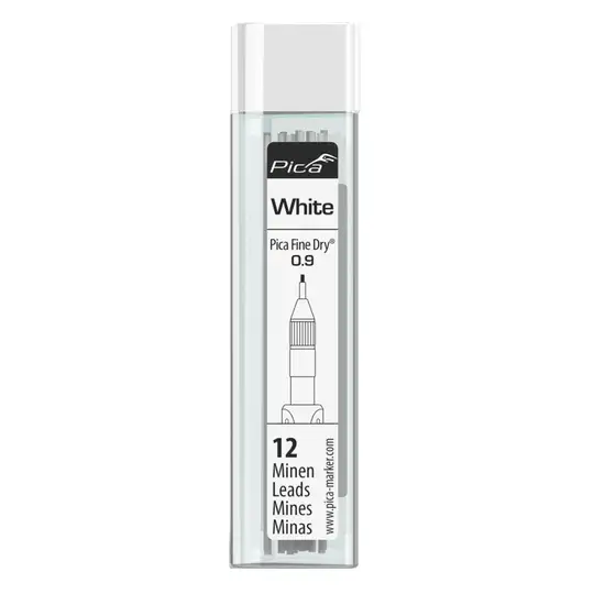 zestaw 12szt. wkładów grafitowych biały 0,9mm do ołówka automatycznego 7070 Fine Dry Pica [7032]