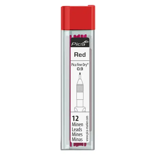 zestaw 12szt. wkładów grafitowych czerwonych 0,9mm do ołówka automatycznego 7070 Fine Dry Pica [7031]