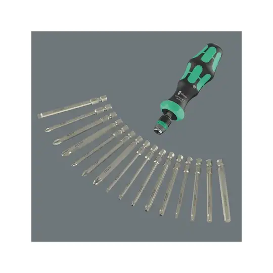 zestaw 17szt. końcówek 1/4" z rękojeścią Kraftform Kompakt 60 RA-R 1, WERA [05051530001]