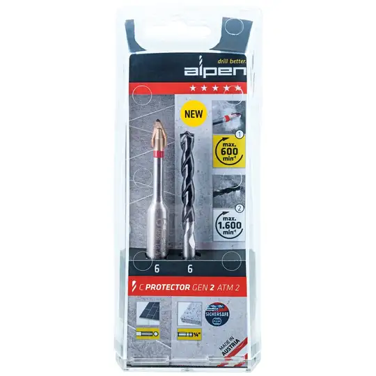 zestaw 2 szt. wierteł do twardych płytek i betonu, 6mm, C PROTECTOR ATM 2, ALPEN [0000304062100]
