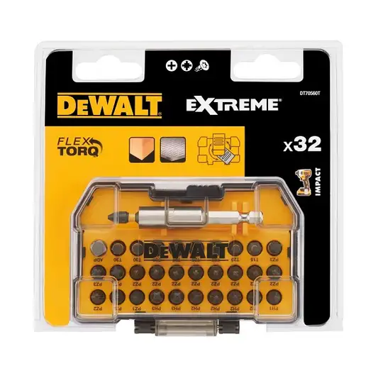 zestaw 32 szt. końcówek udarowych 1/4", 25mm, EXTREME FLEXTORQ, DeWALT [DT70560T-QZ] SMALL TOUGH CASE+