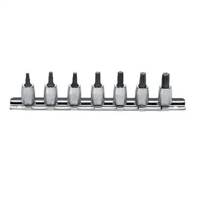 zestaw 7szt. nasadek 1/4" z końcówką TORX T10-T40/28mm, Koken [RS2025/7-L28] na listwie metalowej