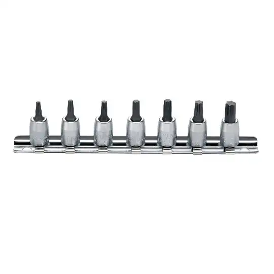 zestaw 7szt. nasadek 1/4" z końcówką TORX T10-T40/28mm, Koken [RS2025/7-L28] na listwie metalowej
