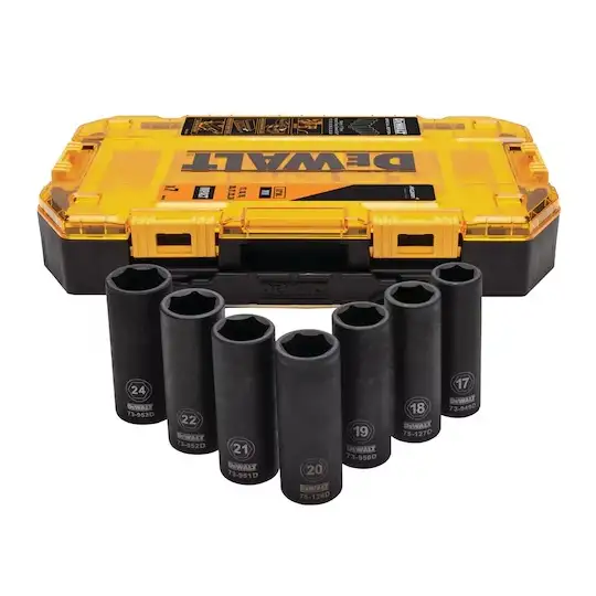 zestaw 7szt. nasadek udarowych 6-kątnych 1/2", 17-24mm, McLaren, DEWALT [DT70905-QZ]