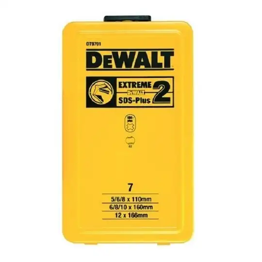 zestaw 7szt. wierteł widiowych do betonu SDS+, EXTREME DeWALT [DT9701-QZ]