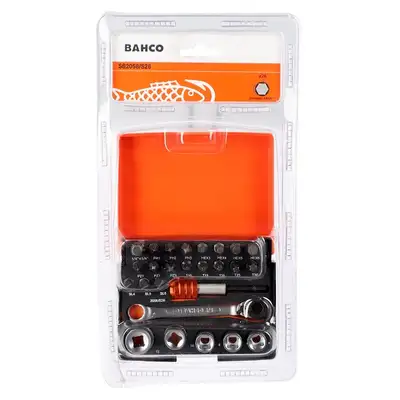 zestaw końcówek i nasadek 1/4" z grzechotką i adapterem magnetycznym, Bahco [SB2058/S26]