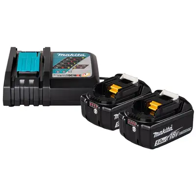 zestaw zasilający: 2 akumulatory 5,0Ah BL1850B + ładowarka DC18RC, 18V LXT, Makita [1914J6-4]