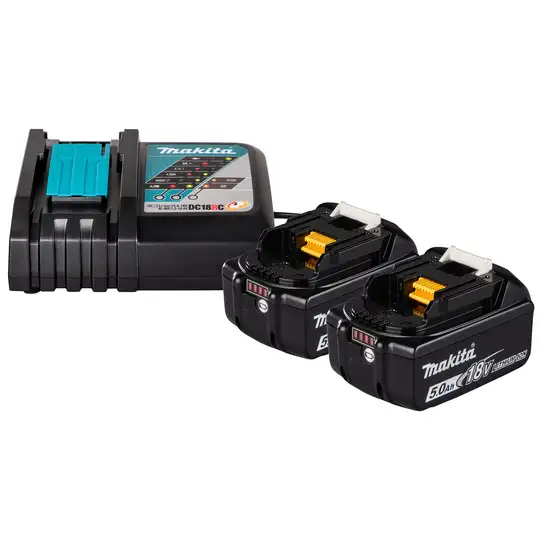 zestaw zasilający: 2 akumulatory 5,0Ah BL1850B + ładowarka DC18RC, 18V LXT, Makita [1914J6-4]