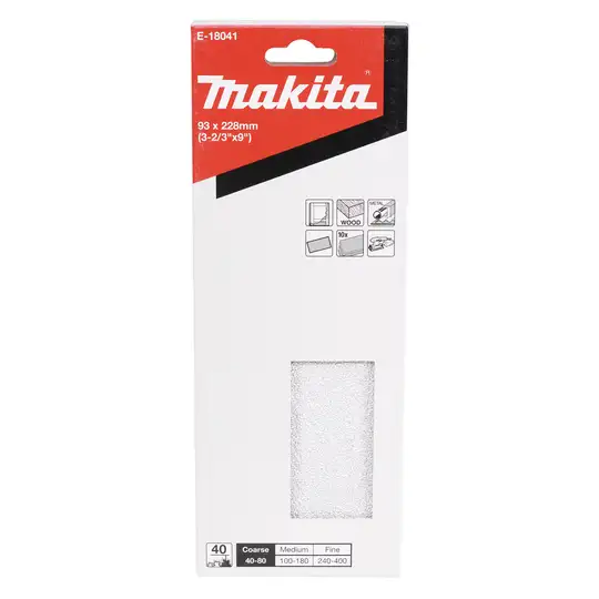 10szt. papieru szlifierskiego na rzep 93 x 228mm, bez otworów, granulacja P40, MAKITA [E-18041]