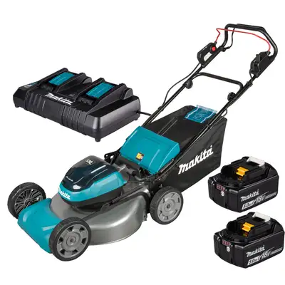Akumulatorowa kosiarka z napędem 53cm 2x18V 2x5.0Ah 70l, Makita [DLM540PT2]