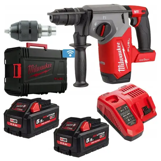 Akumulatorowa młotowiertarka, SDS+, 2,5J, 18V, M18 FUEL, ONE-KEY, 2x5.5Ah, FIXTEC, M18 ONEFHX-552X, Milwaukee [4933478504]