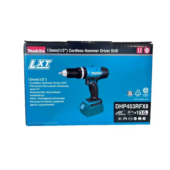 Akumulatorowa wiertarko-wkrętarka udarowa, 1x3,0Ah, 18V Makita [DHP453RFX8]
