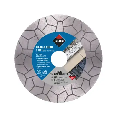 Tarcza diamentowa do cięcia i ukosowania, na sucho, 125/22,2mm, klasa SUPERPRO, TGS, Rubi [40918]