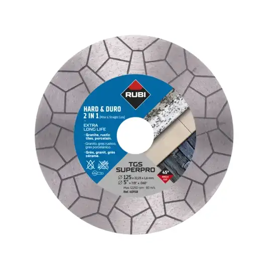Tarcza diamentowa do cięcia i ukosowania, na sucho, 125/22,2mm, klasa SUPERPRO, TGS, Rubi [40918]