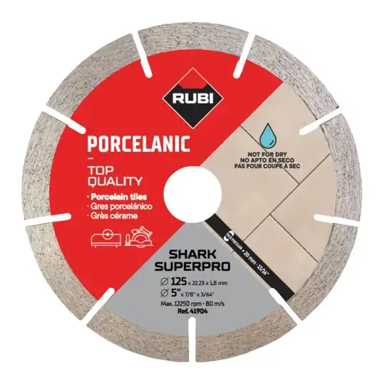 Tarcza diamentowa do gresu porcelanowego, na mokro, 125/22,23mm, SHARK SUPERPRO, Rubi [41904]