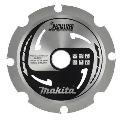 Tarcza tnąca do płyt włókno-cementowych 190x30mm 4 zęby Specialized Makita [B-33691]