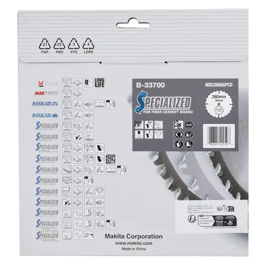 Tarcza tnąca do płyt włókno-cementowych 260x30mm 6 zęby Specialized Makita [B-33700]