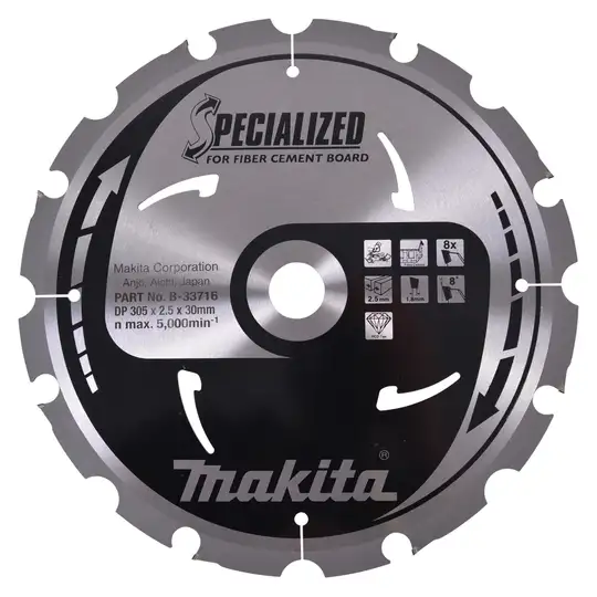 Tarcza tnąca do płyt włókno-cementowych 305x30mm 8 zęby Specialized Makita [B-33716]