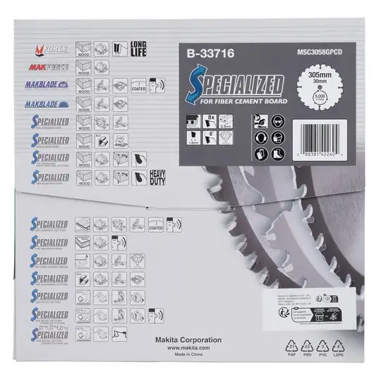 Tarcza tnąca do płyt włókno-cementowych 305x30mm 8 zęby Specialized Makita [B-33716]