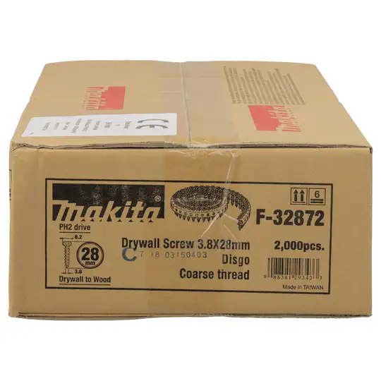 Wkręty do płyt G-K, PH2 3,8 x 28mm na taśmie, 1000szt. Makita [F-32872]