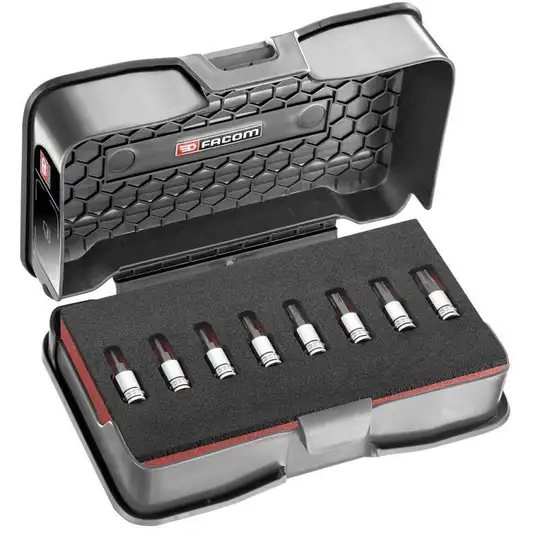 Zestaw 8 szt. nasadek sześciokątnych OGV GRIP, 1/4", do obrobionych śrub, Facom [RTM.J8MGRPPB]