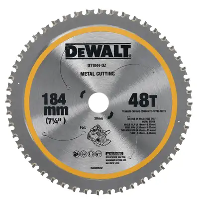 piła tarczowa do cięcia metalu, 48 zębów, 184/20mm, DeWalt [DT1044-QZ]