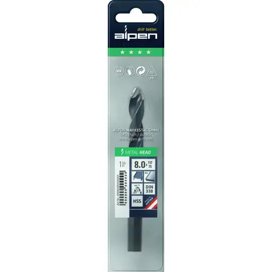 wiertło HSS do metalu 10,0mm, METAL HEAD, ALPEN [0066601000100]