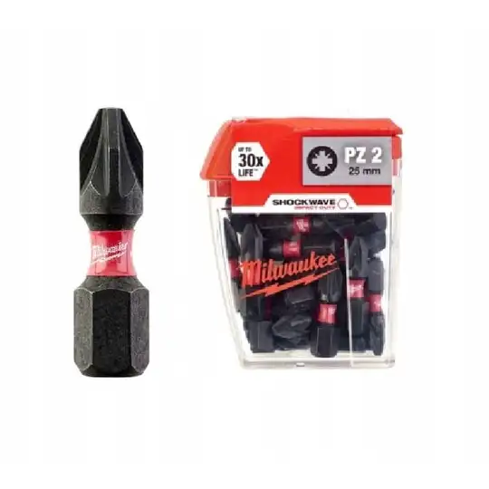 zestaw 25szt. bitów udarowych 1/4", PZ2/25mm, SHOCKWAVE, IMPACT DUT, Milwaukee [4932430864]