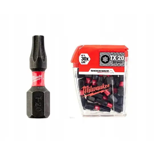 zestaw 25szt. bitów udarowych 1/4", TX20/25mm, SHOCKWAVE, IMPACT DUT, Milwaukee [4932430875]