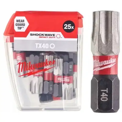 zestaw 25szt. bitów udarowych 1/4", TX40/25mm, SHOCKWAVE, IMPACT DUT, Milwaukee [4932430889]