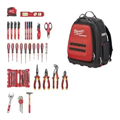 zestaw 76 szt. narzędzi dla elektryka w plecaku, PACKOUT, Milwaukee [4932498407]