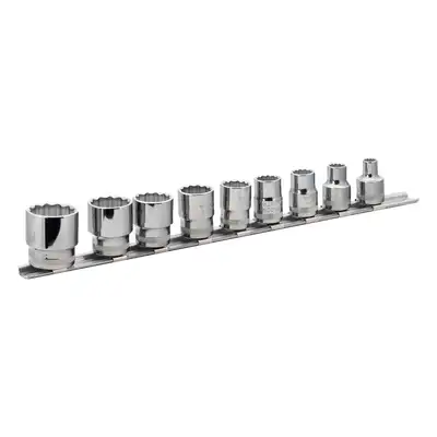 zestaw 9szt. ręcznych nasadek dwunastokątnych, cienkościennych, 3/8" na listwie, 7-22 mm, Bahco [7409MB]