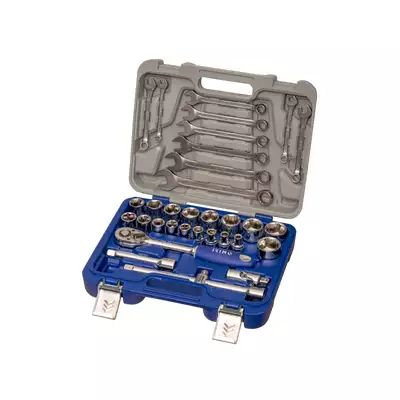 zestaw nasadek 1/2'' i kluczy płasko-oczkowych, 33 szt. IRIMO  [129-33W-4] 