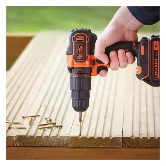 akumulatorowa wiertarko-wkrętarka udarowa 18V/1,5Ah Li-Ion Black+Decker [BDCHD18-QW]