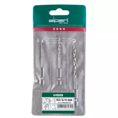 komplet wierteł HSS Super do metalu 1/4" 3szt. [APM-3]