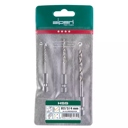 komplet wierteł HSS Super do metalu 1/4" 3szt. [APM-3]
