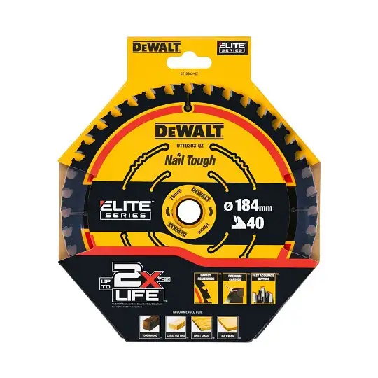 piła tarczowa do cięcia drewna 184/16mm, 40 zębów, Nail Tough, DeWALT [DT10303-QZ]