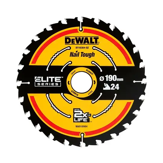 piła tarczowa do cięcia drewna 190x30x1,65mm, 24 zęby, Nail Tough, ELITE, DeWALT [DT10304-QZ]